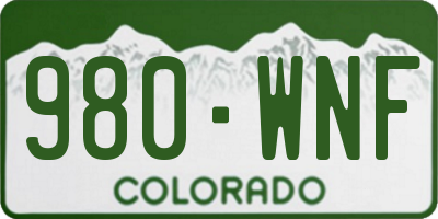 CO license plate 980WNF