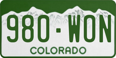CO license plate 980WON