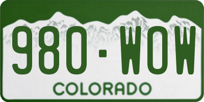 CO license plate 980WOW