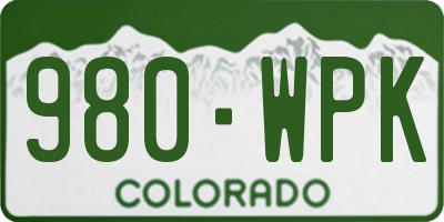 CO license plate 980WPK