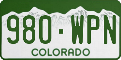 CO license plate 980WPN