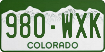 CO license plate 980WXK
