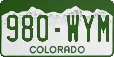 CO license plate 980WYM