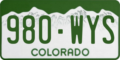 CO license plate 980WYS