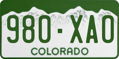 CO license plate 980XAO