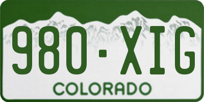 CO license plate 980XIG