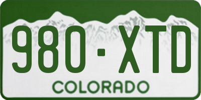 CO license plate 980XTD