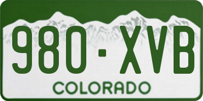 CO license plate 980XVB
