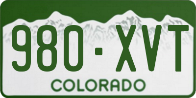 CO license plate 980XVT