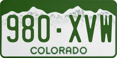 CO license plate 980XVW