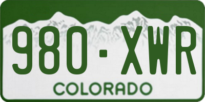 CO license plate 980XWR
