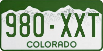 CO license plate 980XXT