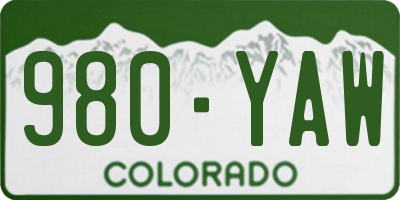 CO license plate 980YAW