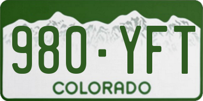 CO license plate 980YFT