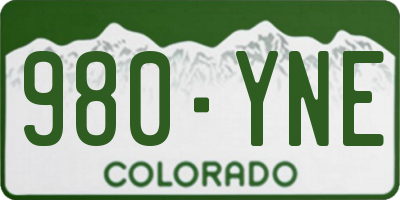 CO license plate 980YNE