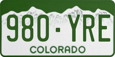 CO license plate 980YRE