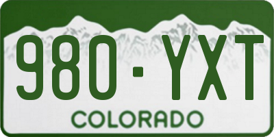 CO license plate 980YXT