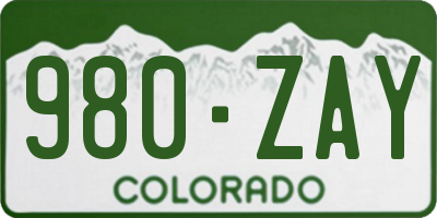 CO license plate 980ZAY