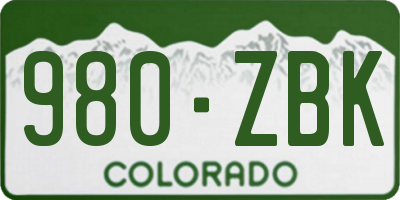 CO license plate 980ZBK