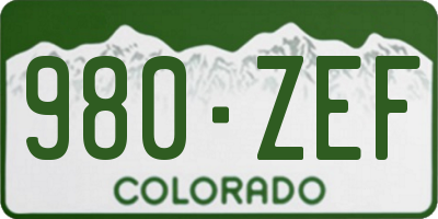 CO license plate 980ZEF