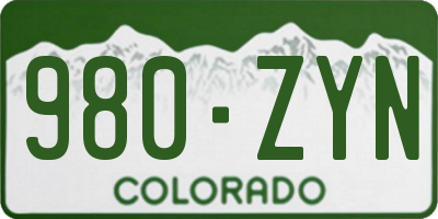 CO license plate 980ZYN