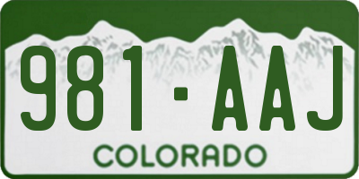 CO license plate 981AAJ