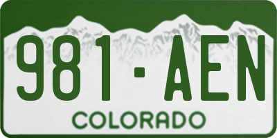 CO license plate 981AEN
