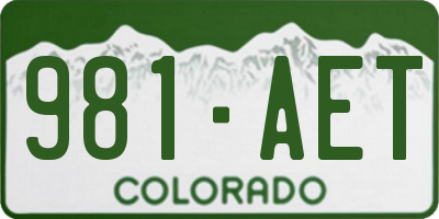 CO license plate 981AET