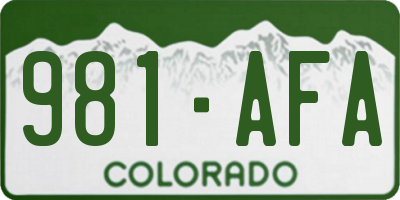 CO license plate 981AFA