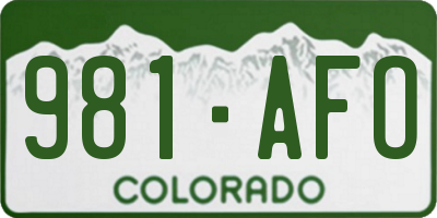 CO license plate 981AFO