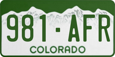 CO license plate 981AFR