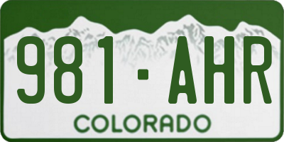 CO license plate 981AHR