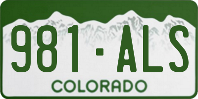 CO license plate 981ALS