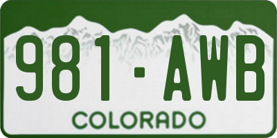 CO license plate 981AWB