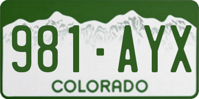 CO license plate 981AYX