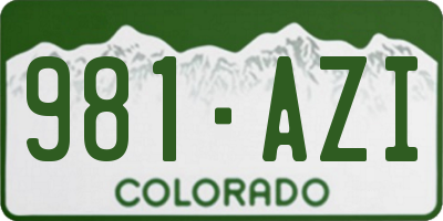 CO license plate 981AZI