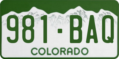 CO license plate 981BAQ