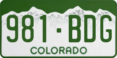 CO license plate 981BDG