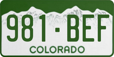 CO license plate 981BEF