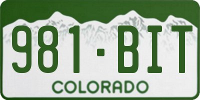 CO license plate 981BIT