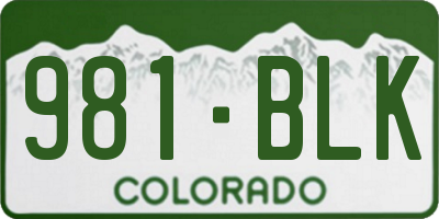 CO license plate 981BLK