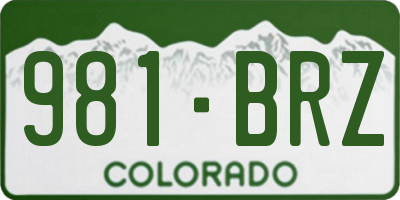 CO license plate 981BRZ