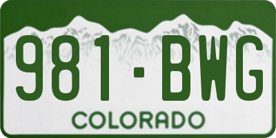 CO license plate 981BWG
