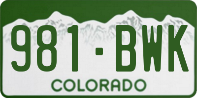 CO license plate 981BWK
