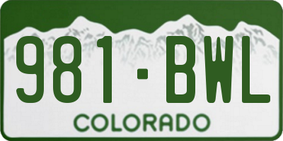 CO license plate 981BWL