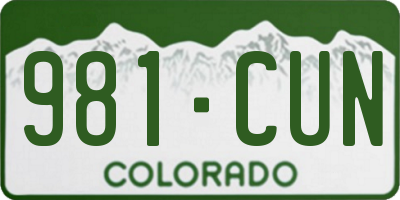 CO license plate 981CUN
