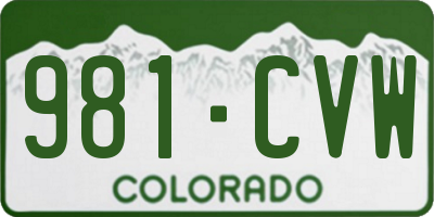 CO license plate 981CVW