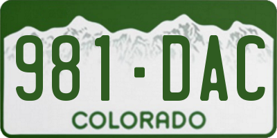 CO license plate 981DAC
