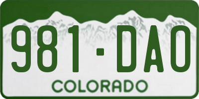CO license plate 981DAO