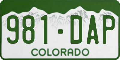 CO license plate 981DAP